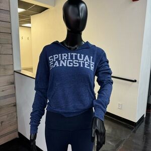Spiritual Gangster blue hoodie with light blue lettering - extra small